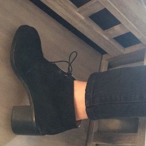 Bettye muller suede black block booties